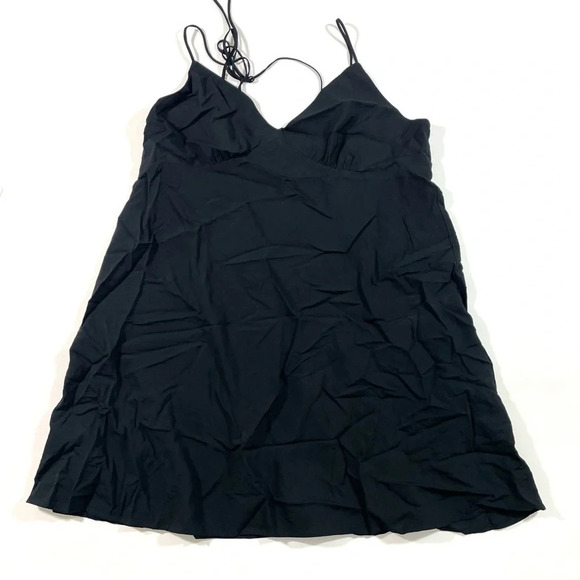 New Madewell Layton Mini Slip Dress Black Size 14 - Picture 3 of 9